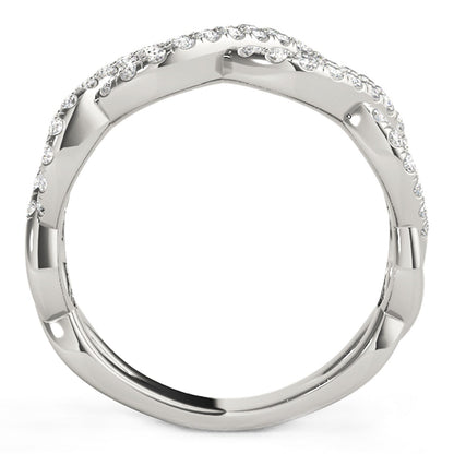 Diamond Studded Interlocking Waves Ring in 14k White Gold (5/8 cttw) Bids.com