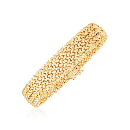 14k Yellow Gold High Polish Thick Braided Bracelet (14.5mm) Bids.com