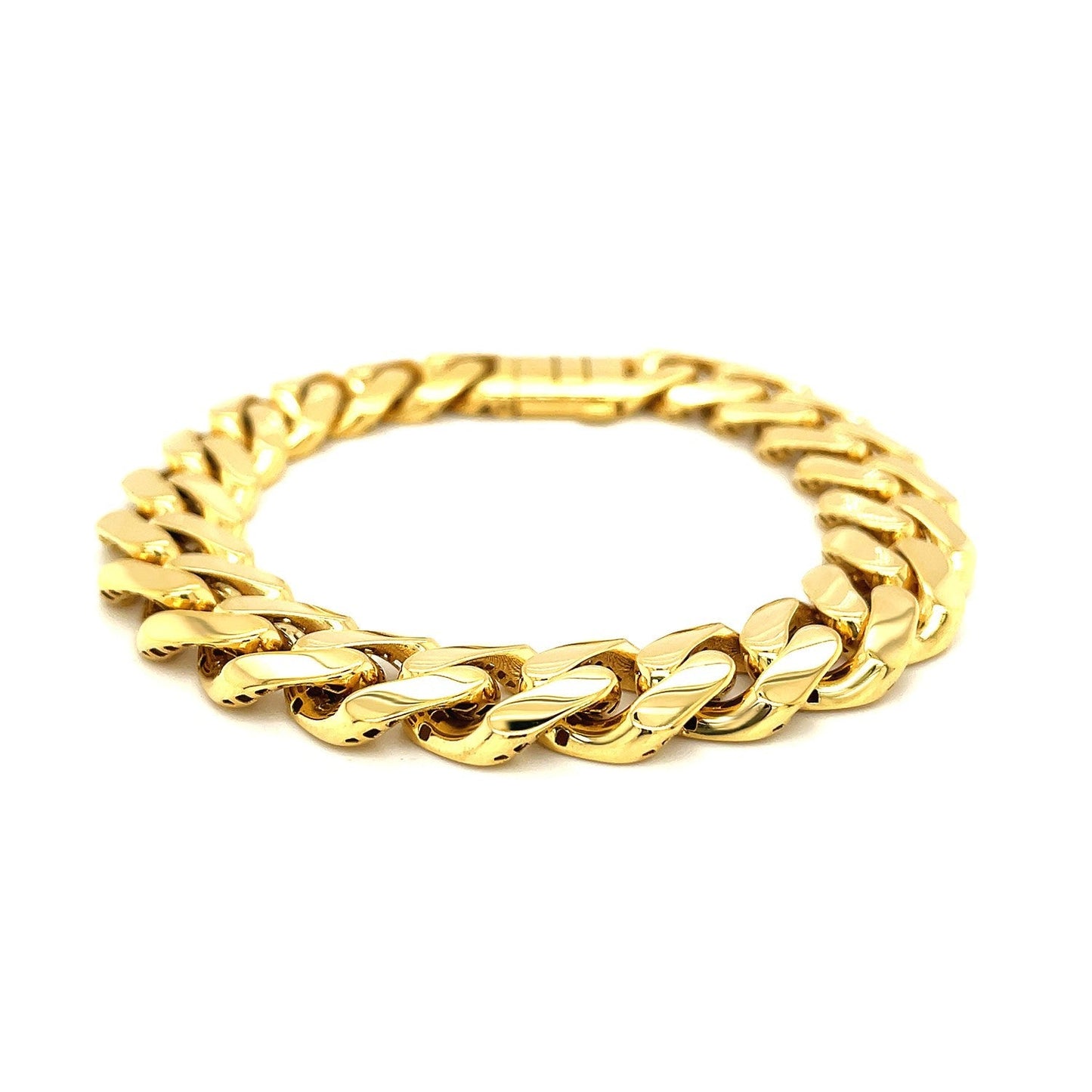 14k Yellow Gold 8 1/2 inch Wide Polished Curb Chain Bracelet Bids.com