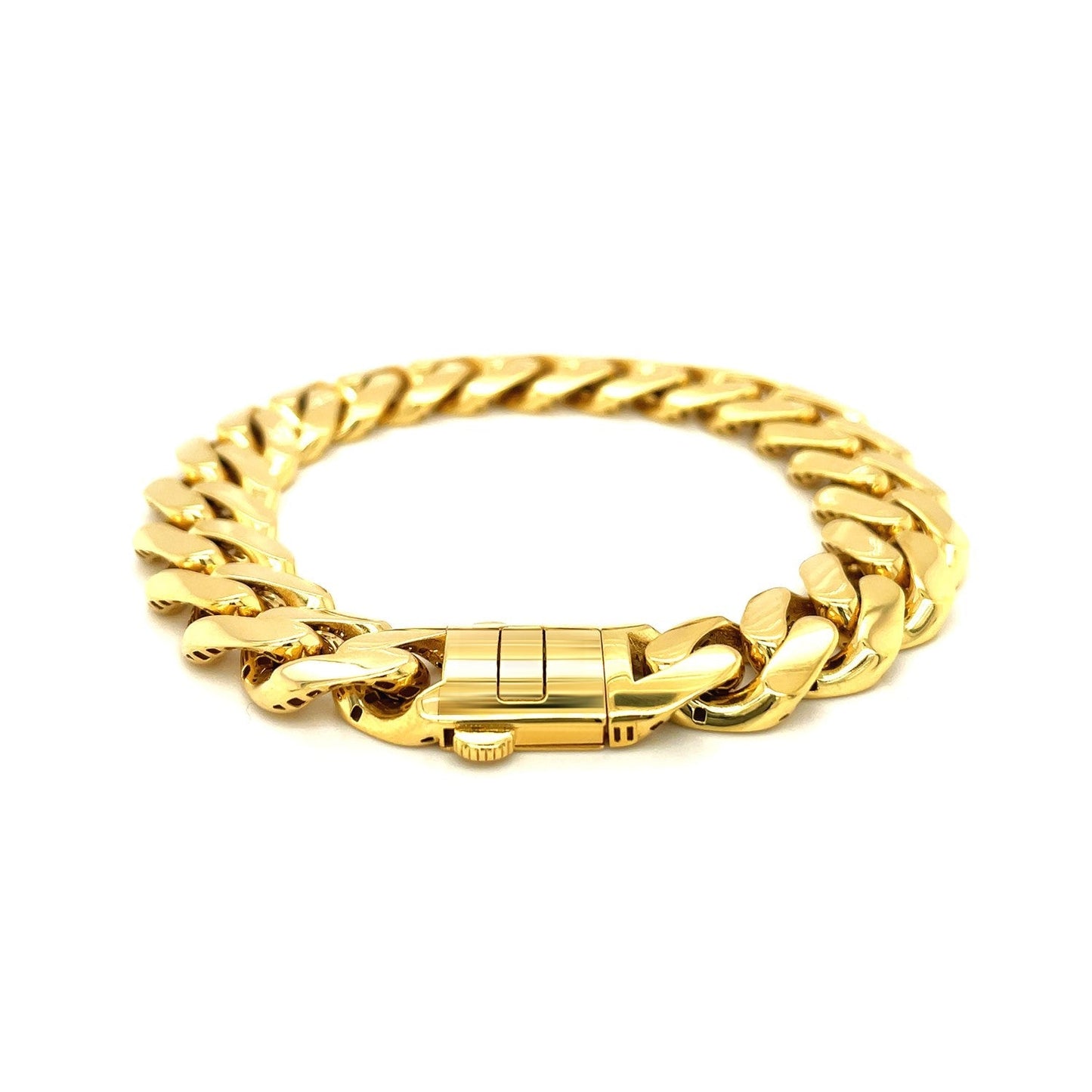 14k Yellow Gold 8 1/2 inch Wide Polished Curb Chain Bracelet Bids.com