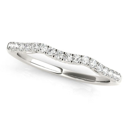 14k White Gold Wave Motif Diamond Wedding Band (1/5 cttw) Bids.com
