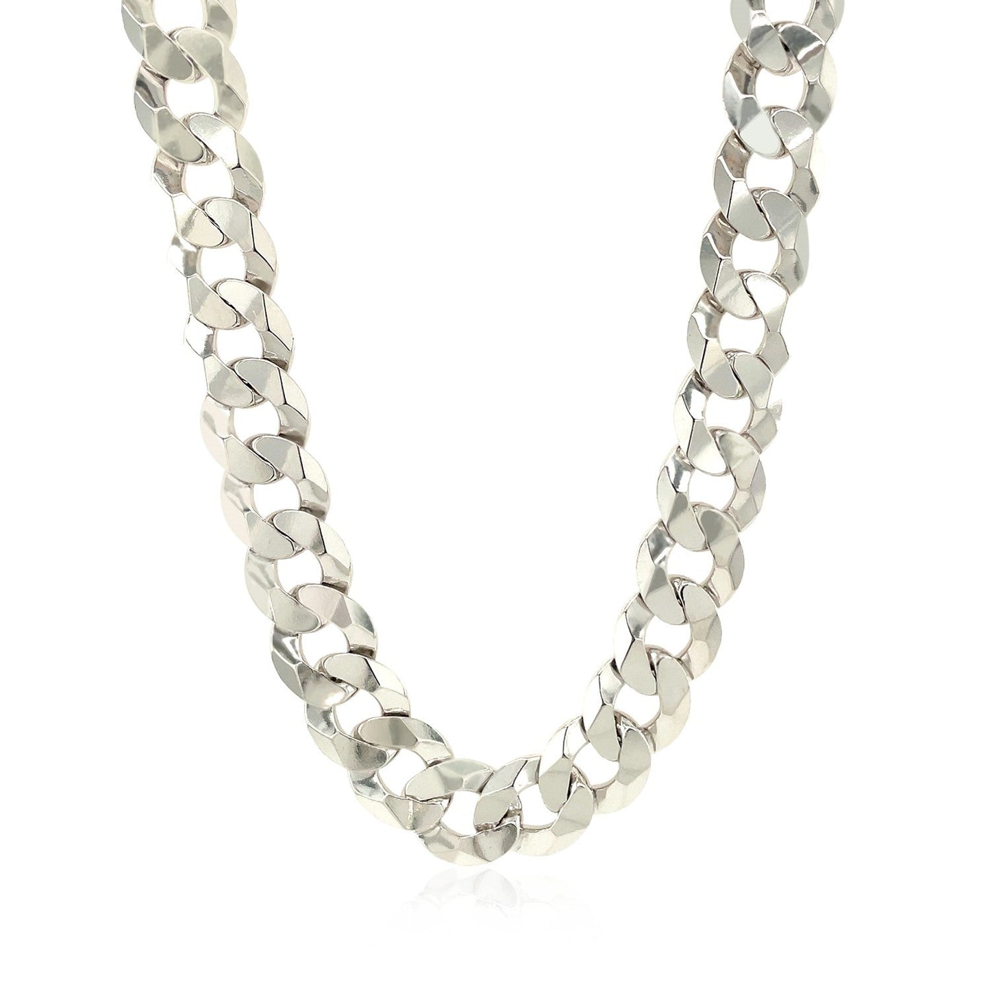 Rhodium Plated 9.5mm Sterling Silver Curb Style Chain Bids.com