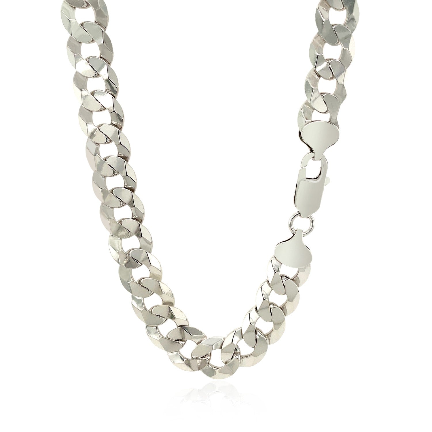 Rhodium Plated 9.5mm Sterling Silver Curb Style Chain Bids.com
