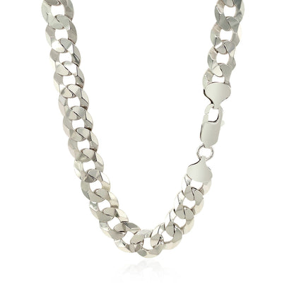 Rhodium Plated 9.5mm Sterling Silver Curb Style Chain Bids.com