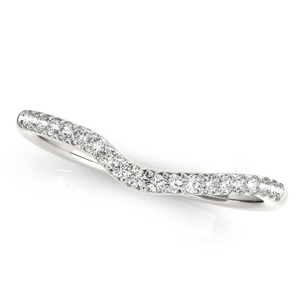 14k White Gold Curved Pave Diamond Wedding Ring (1/4 cttw) Bids.com