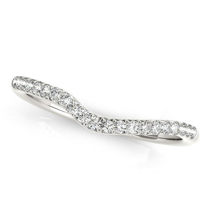 14k White Gold Curved Pave Diamond Wedding Ring (1/4 cttw) Bids.com