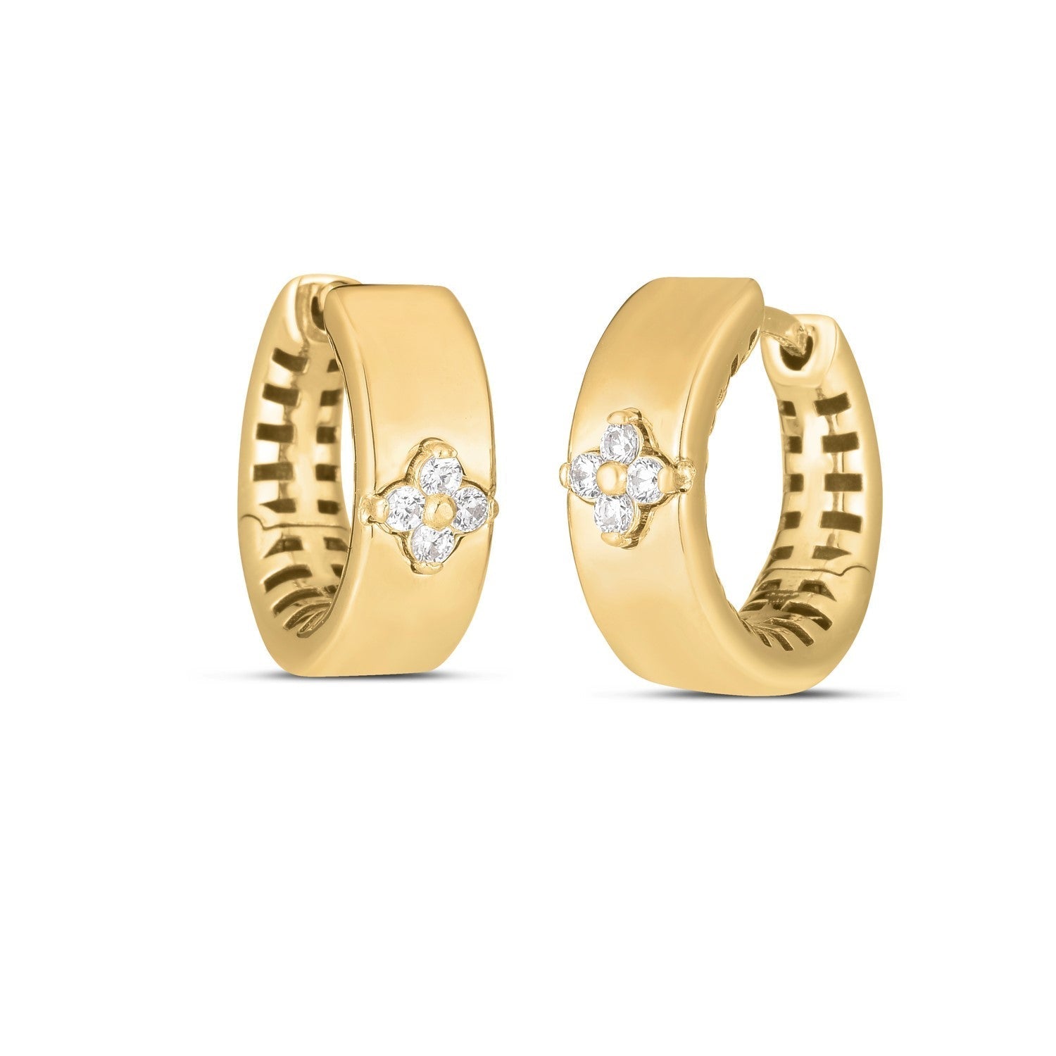 14k Yellow Gold Trilogy Diamond Clover Earrings Bids.com