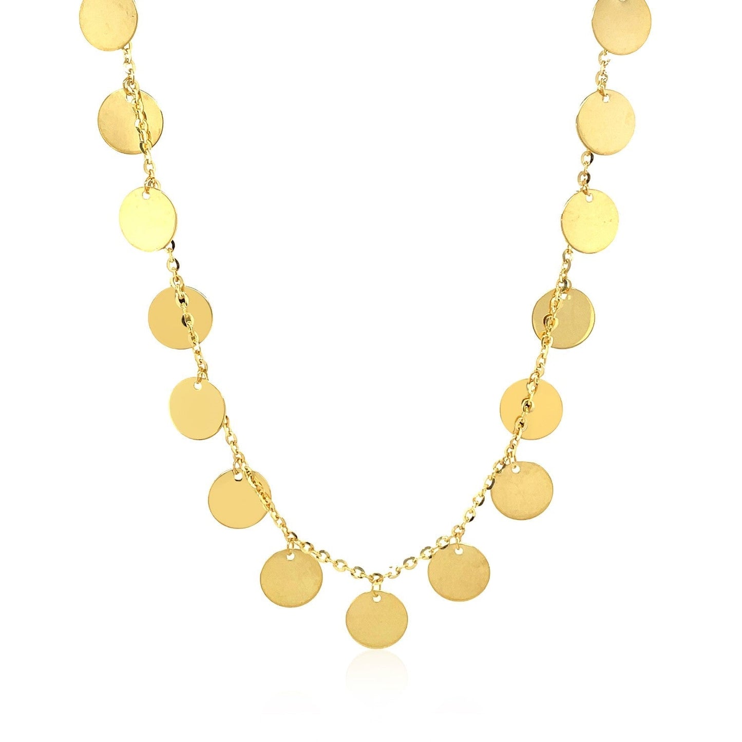 Choker Necklace with Polished Discs in 14k Yellow Gold Bids.com