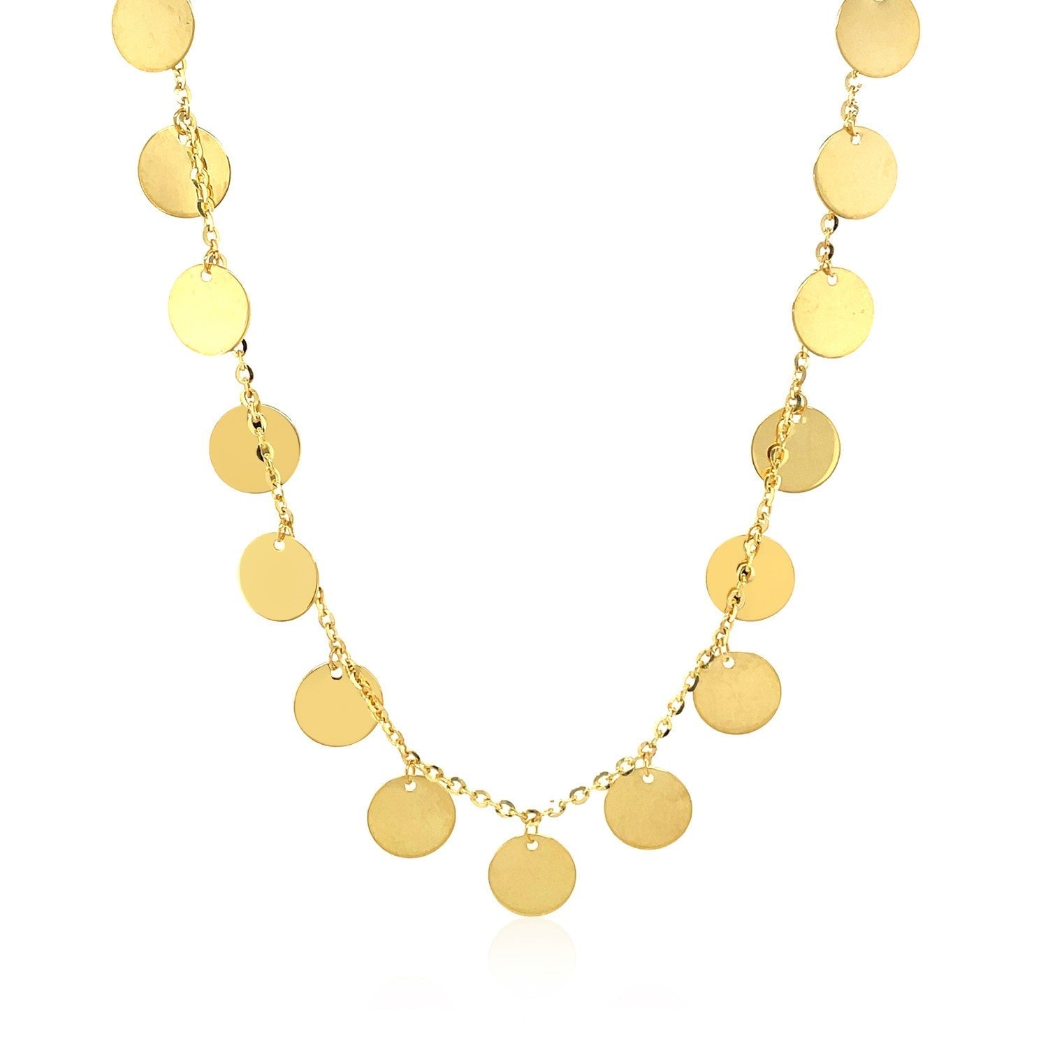 Choker Necklace with Polished Discs in 14k Yellow Gold Bids.com