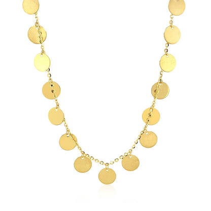 Choker Necklace with Polished Discs in 14k Yellow Gold Bids.com
