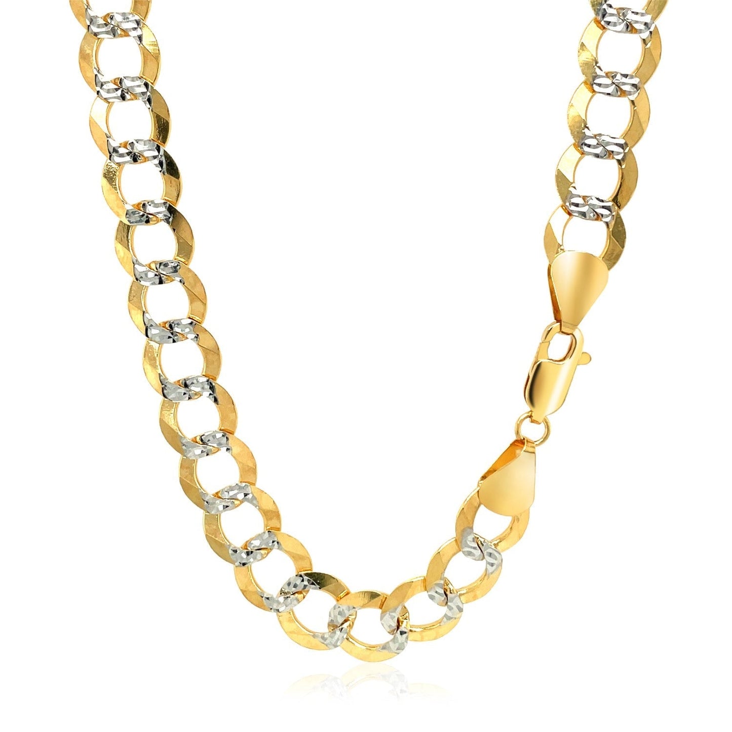 8.2 mm 14k Two Tone Gold Pave Curb Chain Bids.com