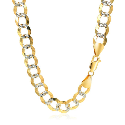 8.2 mm 14k Two Tone Gold Pave Curb Chain Bids.com