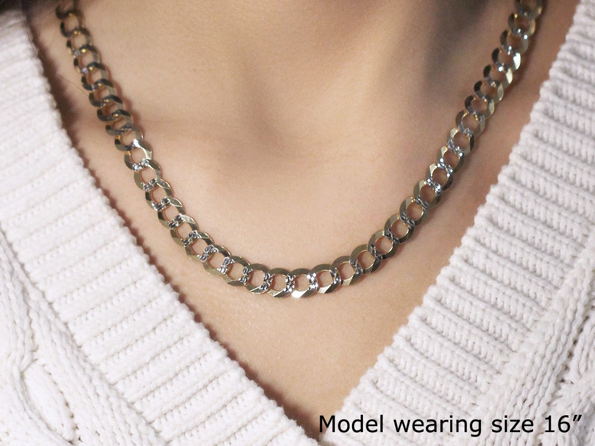 8.2 mm 14k Two Tone Gold Pave Curb Chain Bids.com