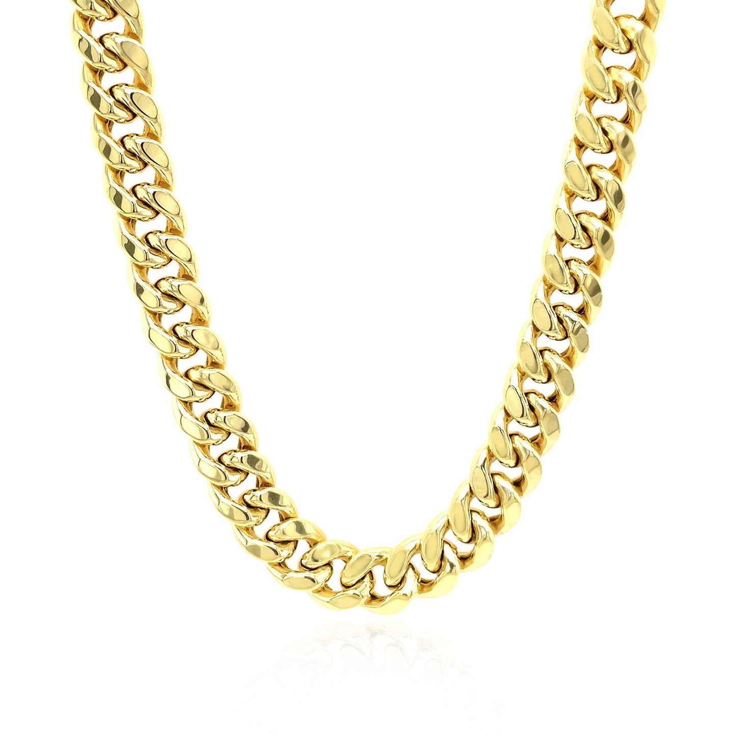 7.5mm 14k Yellow Gold Semi Solid Miami Cuban Chain Bids.com