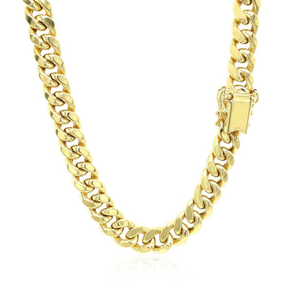 7.5mm 14k Yellow Gold Semi Solid Miami Cuban Chain Bids.com