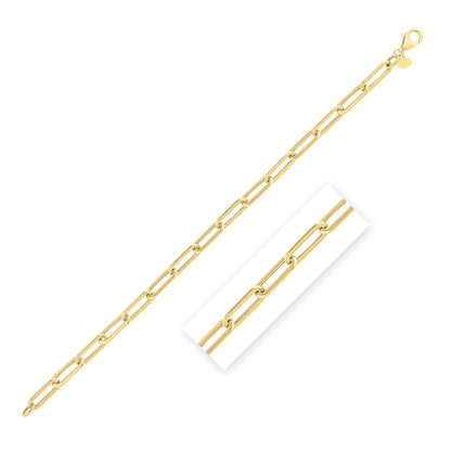 14k Yellow Gold Long Domed Paperclip Chain Bracelet (4.80 mm) Bids.com