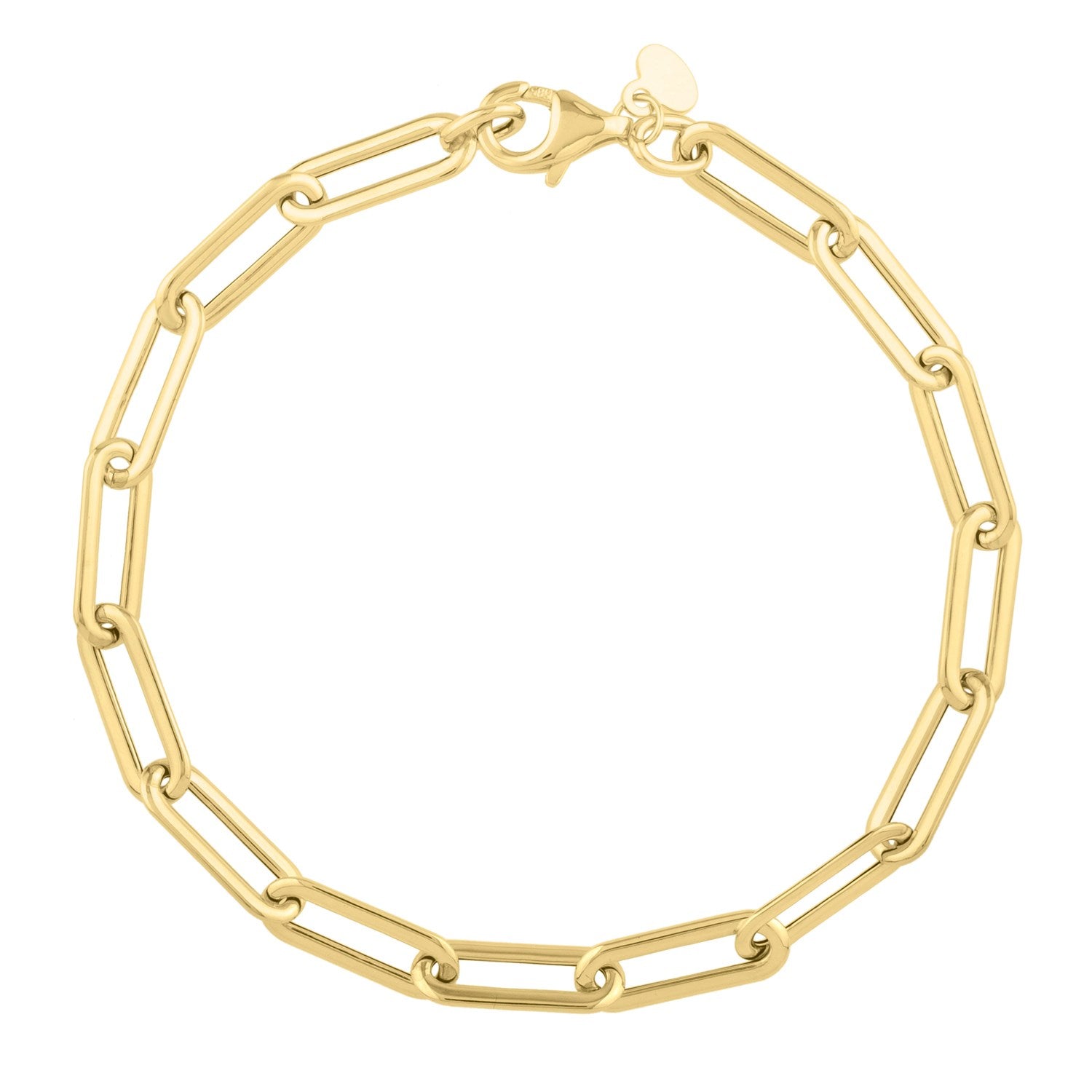 14k Yellow Gold Long Domed Paperclip Chain Bracelet (4.80 mm) Bids.com