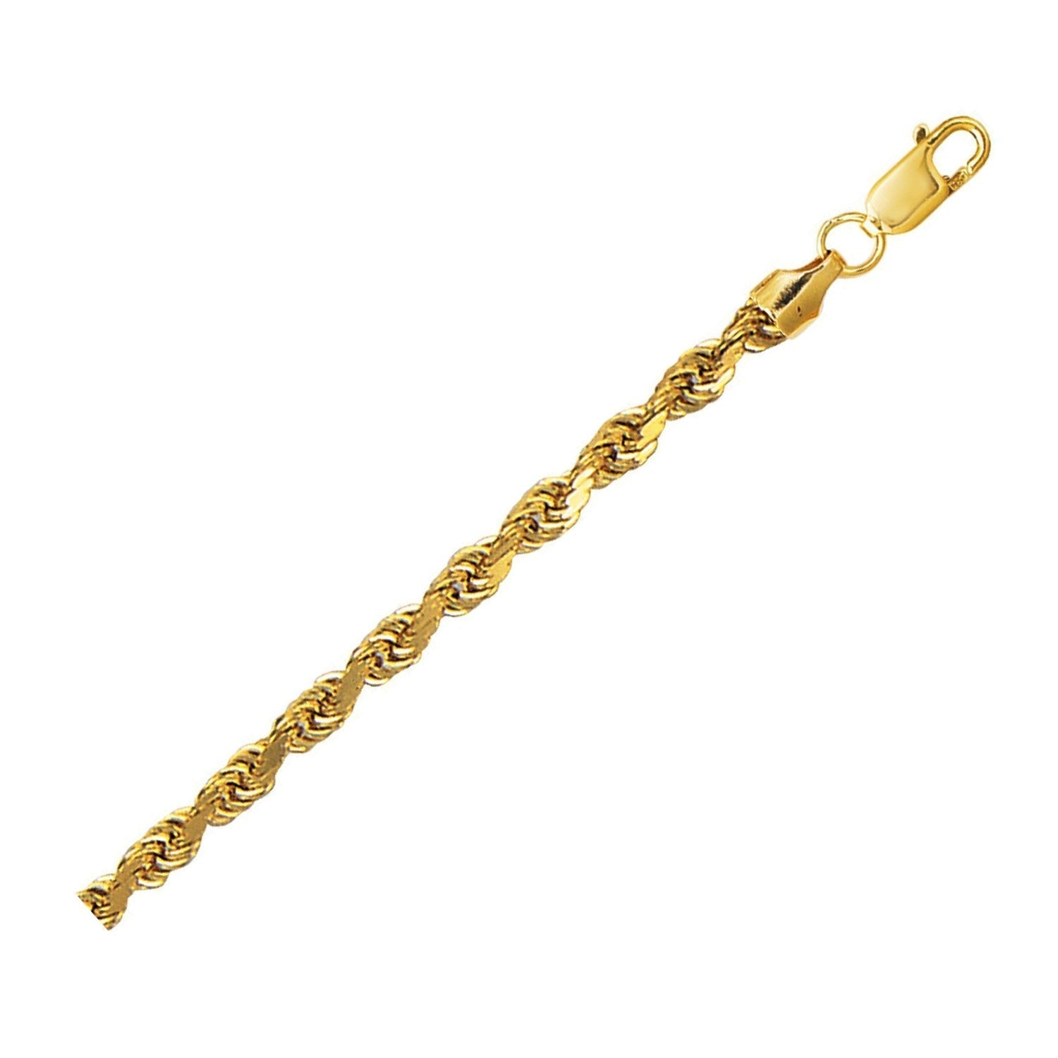 10K Yellow Gold Hollow Diamond Cut Rope Chain (4.00 mm) Bids.com