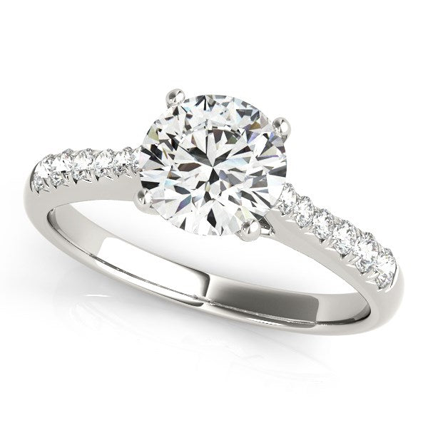 14k White Gold Round Cut Diamond Engagement Ring  (1 5/8 cttw) Bids.com