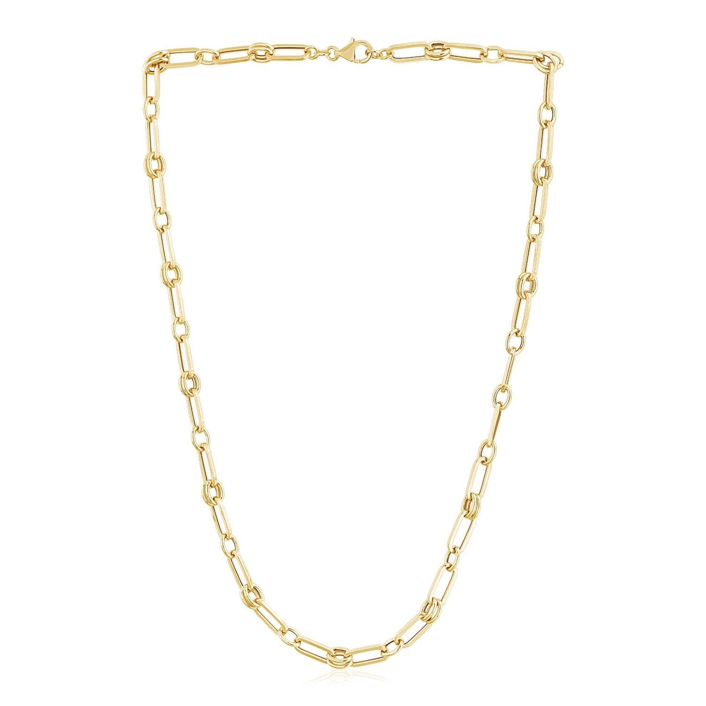 14k Yellow Gold High Polish Paperclip Rondel Link Chain Bids.com