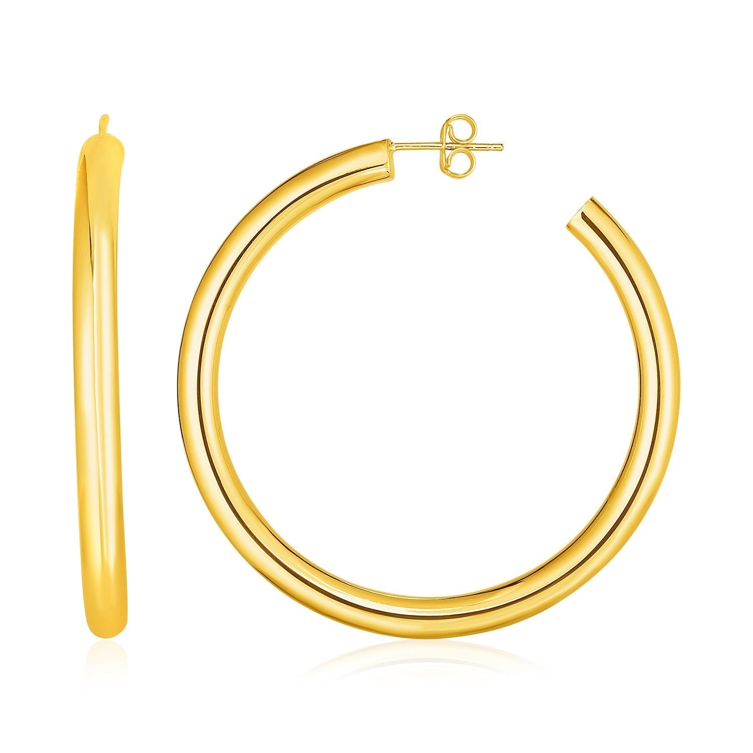 14k Yellow Gold Polished Hoop Earrings Bids.com