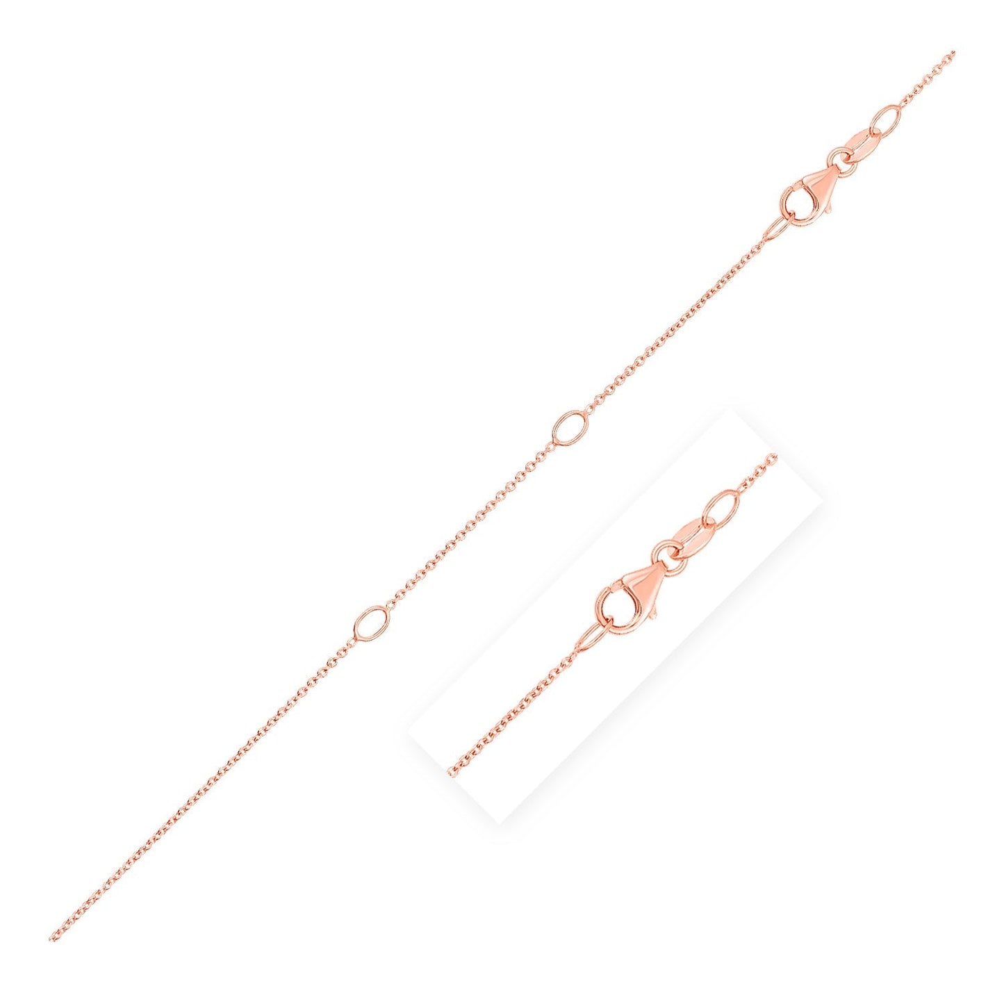 Double Extendable Cable Chain in 14k Rose Gold (1.0mm) Bids.com
