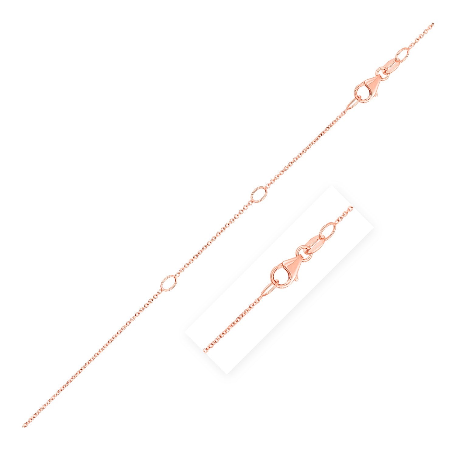 Double Extendable Cable Chain in 14k Rose Gold (1.0mm) Bids.com