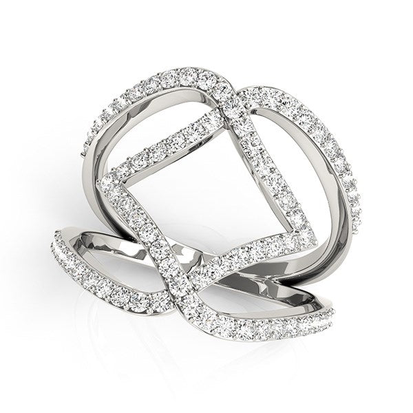 14k White Gold Entwined Design Diamond Dual Band Ring (3/4 cttw) Bids.com
