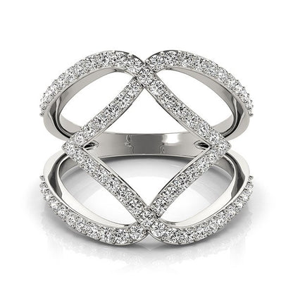 14k White Gold Entwined Design Diamond Dual Band Ring (3/4 cttw) Bids.com