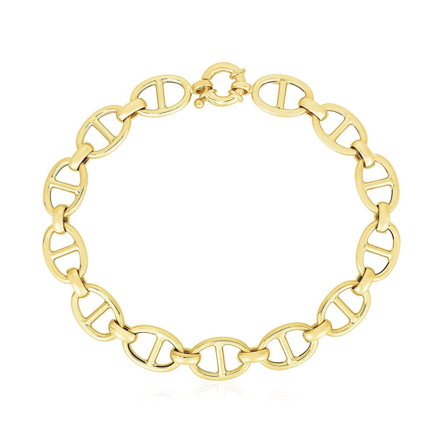 14k Yellow Gold High Polish Mariner Link Bracelet (8.8mm) Bids.com