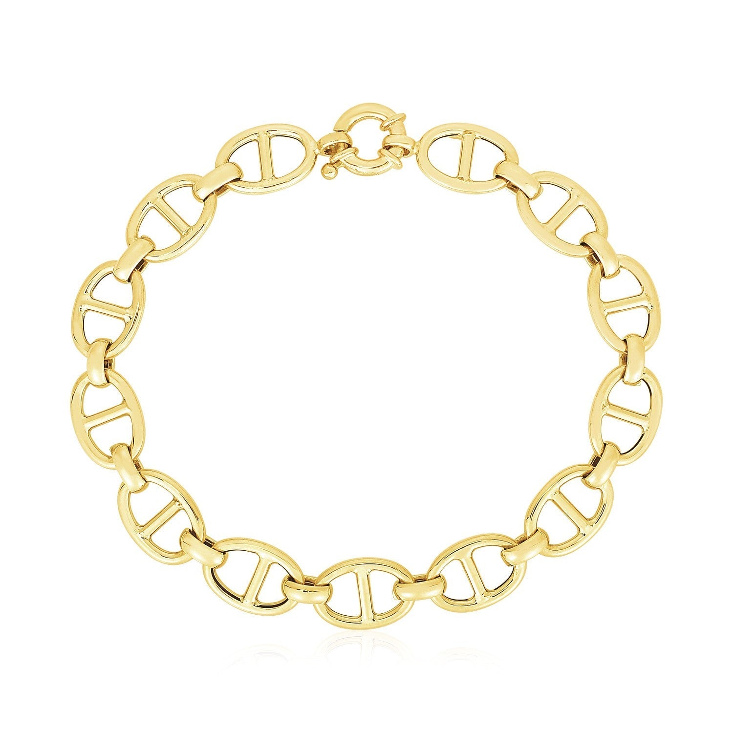 14k Yellow Gold High Polish Mariner Link Bracelet (8.8mm) Bids.com