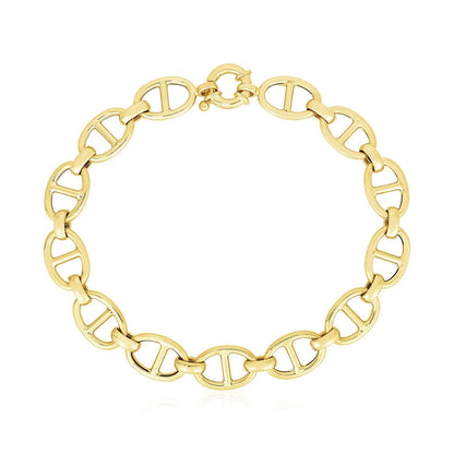 14k Yellow Gold High Polish Mariner Link Bracelet (8.8mm) Bids.com