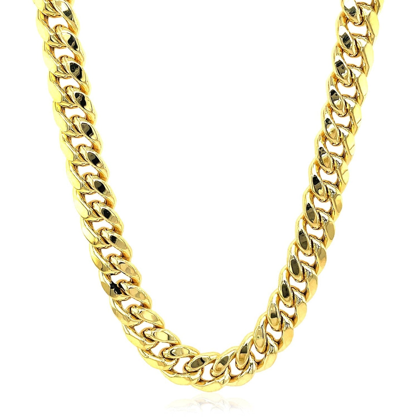 9.15mm 10k Yellow Gold Semi Solid Miami Cuban Chain Bids.com