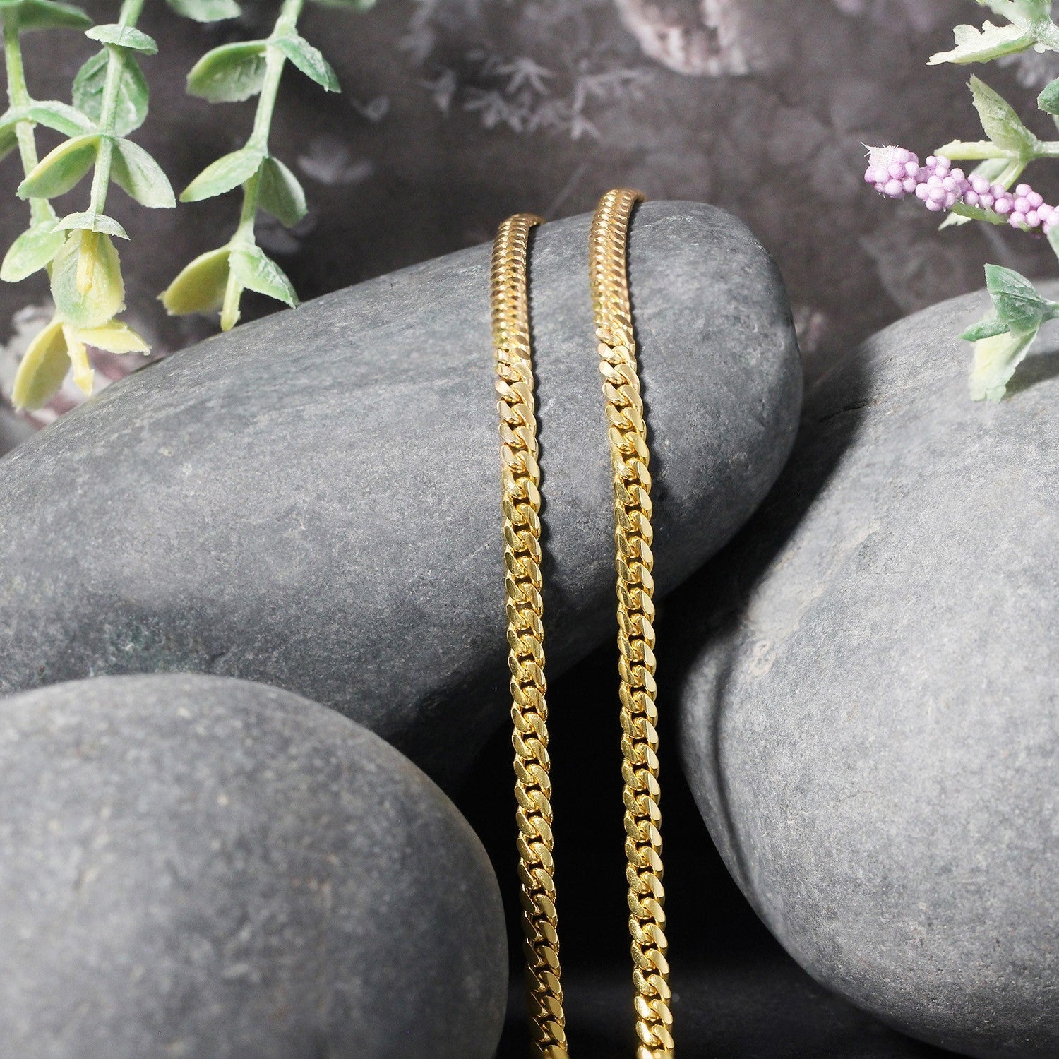 3.2mm 14k Yellow Gold Classic Solid Miami Cuban Chain Bids.com