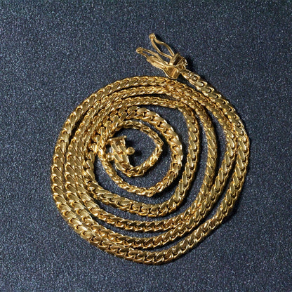 3.2mm 14k Yellow Gold Classic Solid Miami Cuban Chain Bids.com