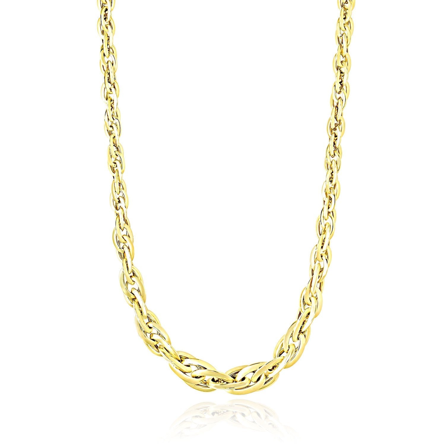 Polished Double Oval Link Chain Necklace in 14k Yellow Gold Bids.com