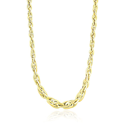 Polished Double Oval Link Chain Necklace in 14k Yellow Gold Bids.com