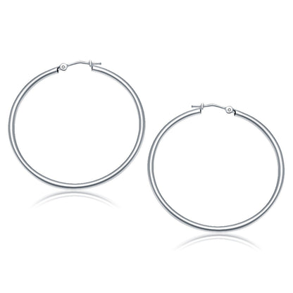 10k White Gold Polished Hoop Earrings (40 mm) Bids.com