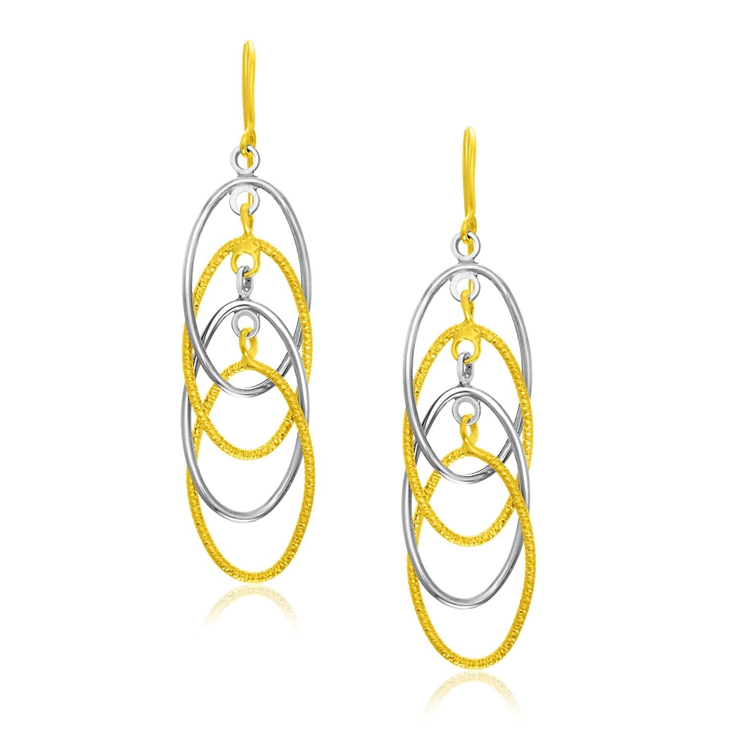 14k Two-Tone Gold Multiple Layer Interlaced Earrings Bids.com