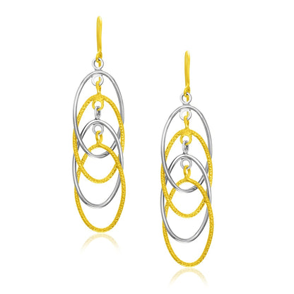 14k Two-Tone Gold Multiple Layer Interlaced Earrings Bids.com
