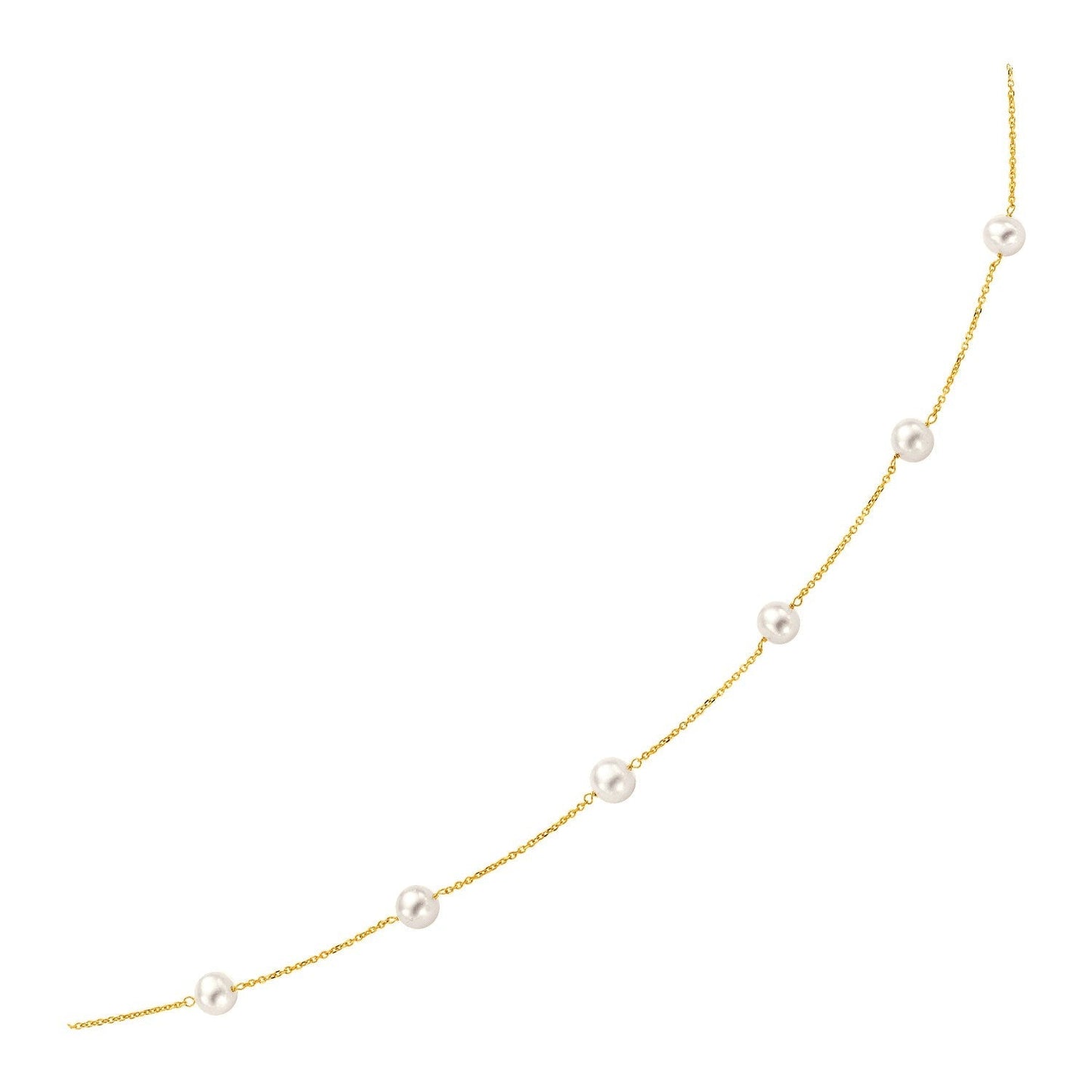 14k Yellow Gold Necklace with White Pearls Bids.com