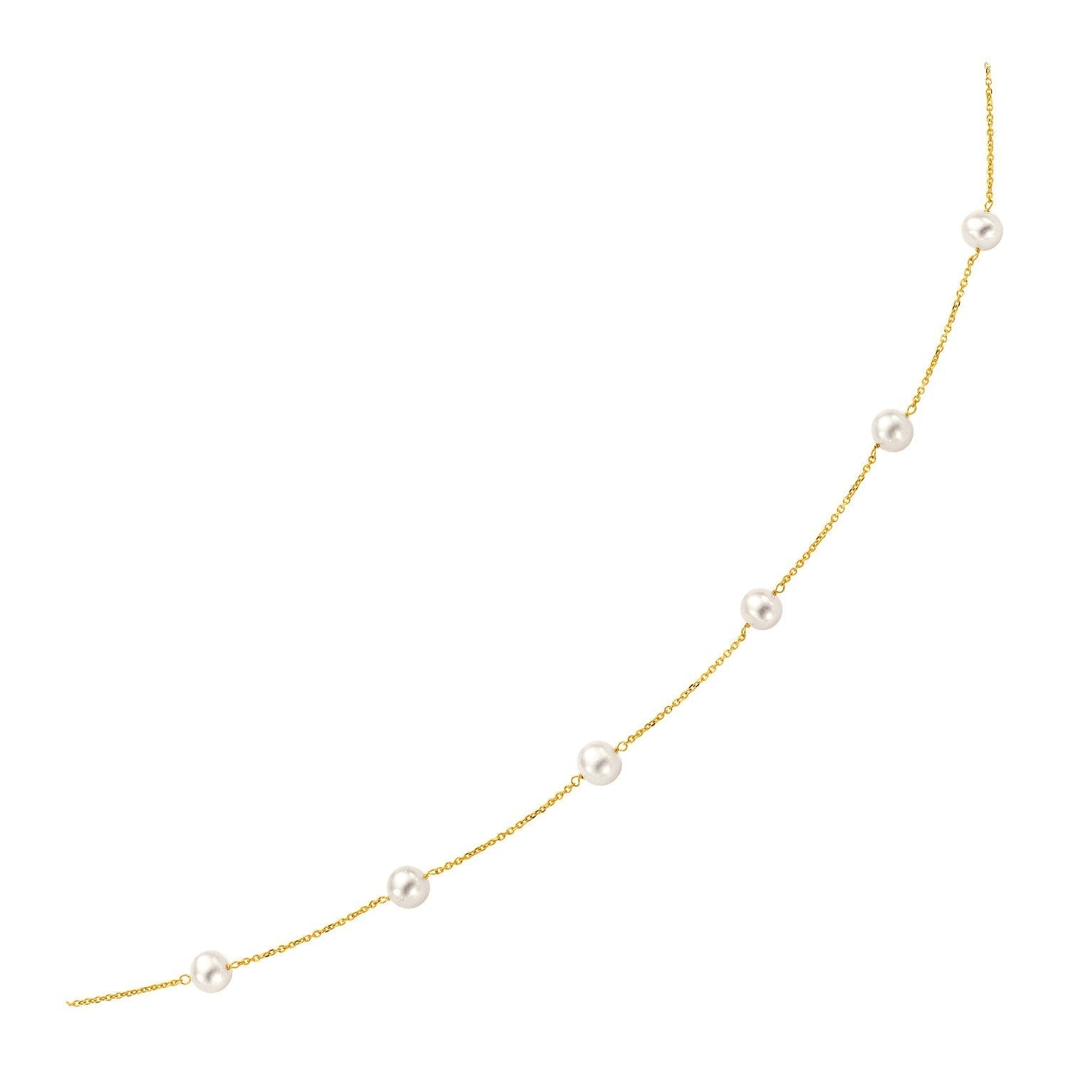 14k Yellow Gold Necklace with White Pearls Bids.com