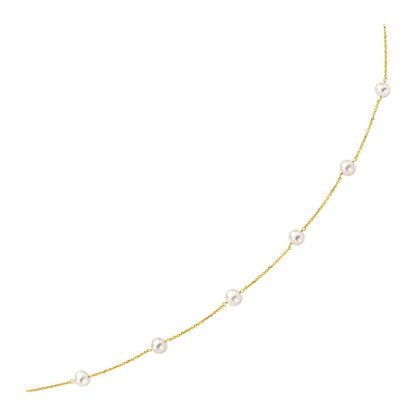 14k Yellow Gold Necklace with White Pearls Bids.com