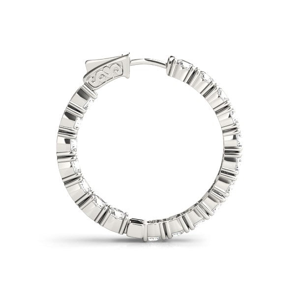 14k White Gold Two Sided Prong Set Diamond Hoop Earrings (3 1/2 cttw) Bids.com