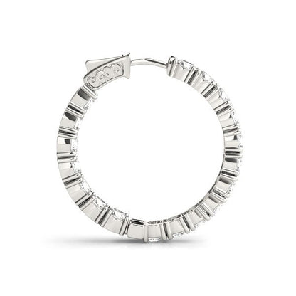 14k White Gold Two Sided Prong Set Diamond Hoop Earrings (3 1/2 cttw) Bids.com