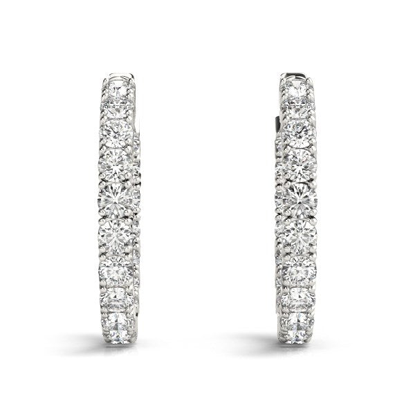 14k White Gold Two Sided Prong Set Diamond Hoop Earrings (3 1/2 cttw) Bids.com