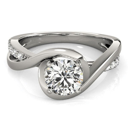 14k White Gold Split Band Round Bypass Diamond Engagement Ring (1 1/8 cttw) Bids.com