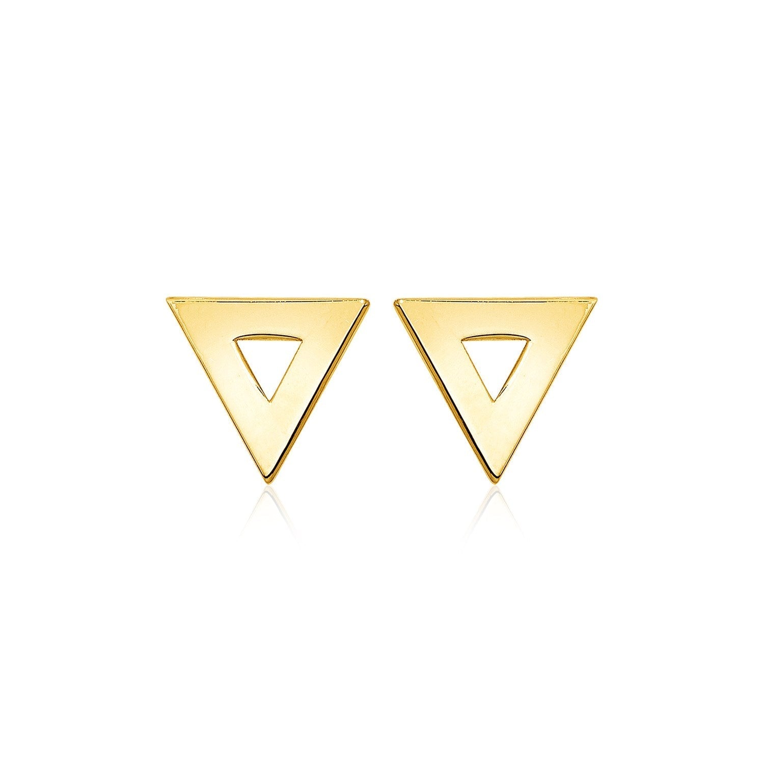 14k Yellow Gold Polished Open Triangle Post Earrings Bids.com