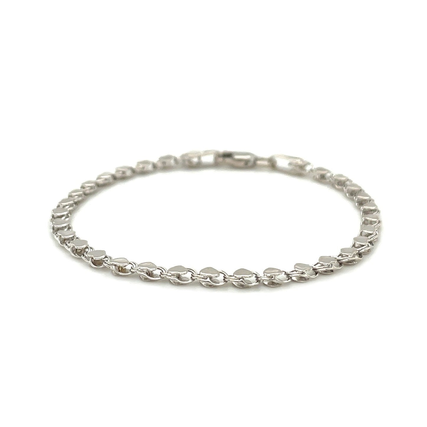 2.9mm 14k White Gold Heart Anklet Bids.com