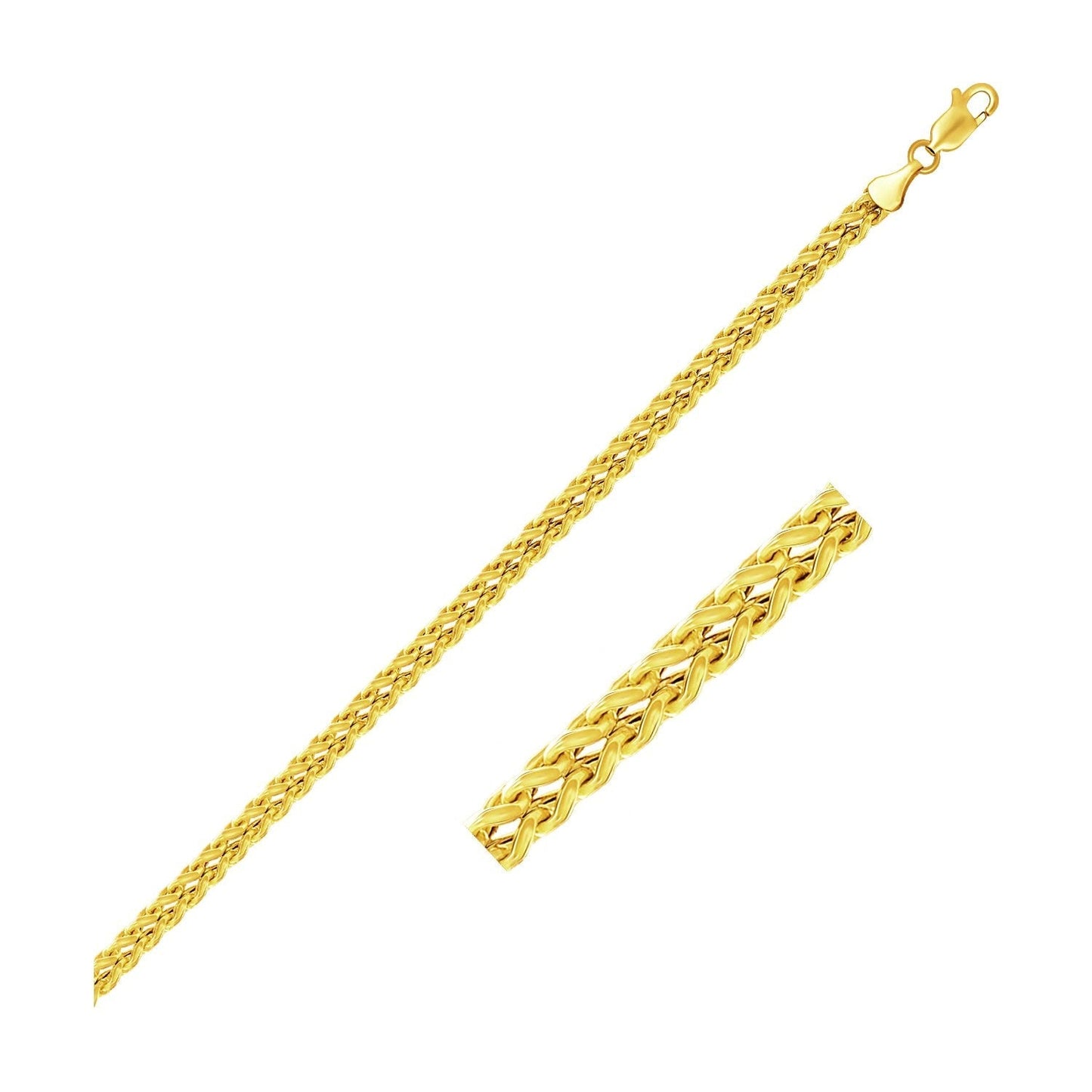 3.2mm 14k Yellow Gold Square Franco Chain Bids.com